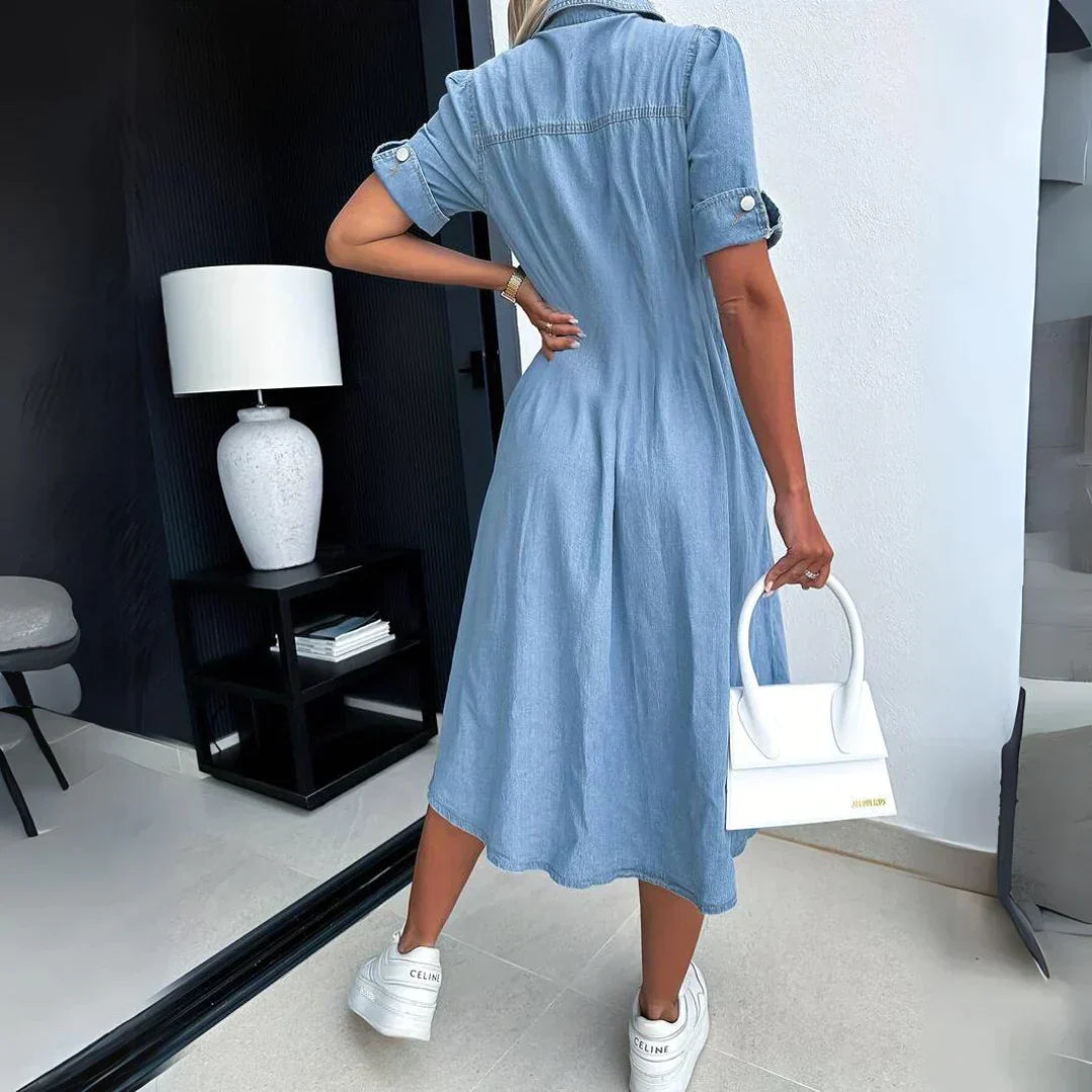 Trendiges denim-kleid