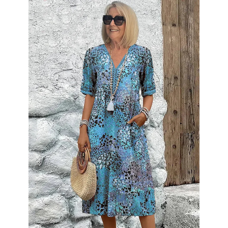 Elegantes Sommerkleid Mit V Ausschnitt Für Damen | Midi