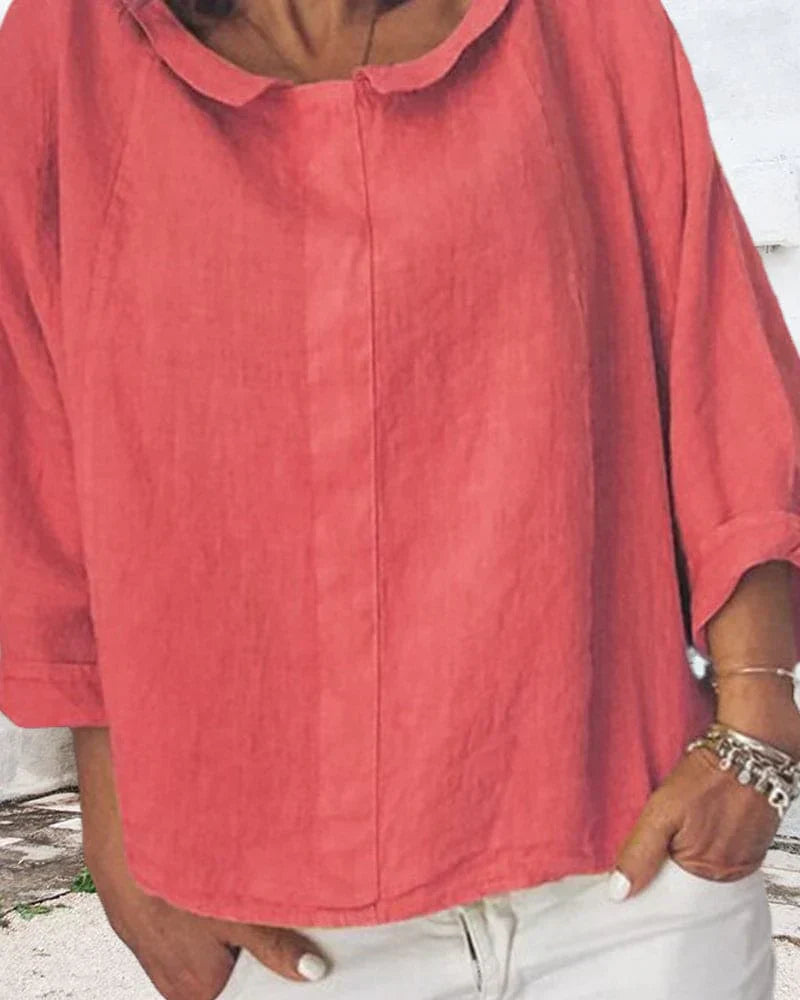 Nora - ein locker sitzendes hemd in einer einfarbigen farbe