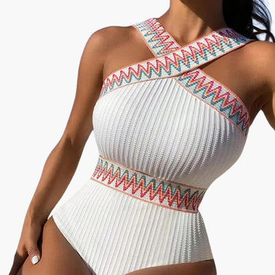 Eleganter Damen-Badeanzug - mit Struktur und Zierstreifen