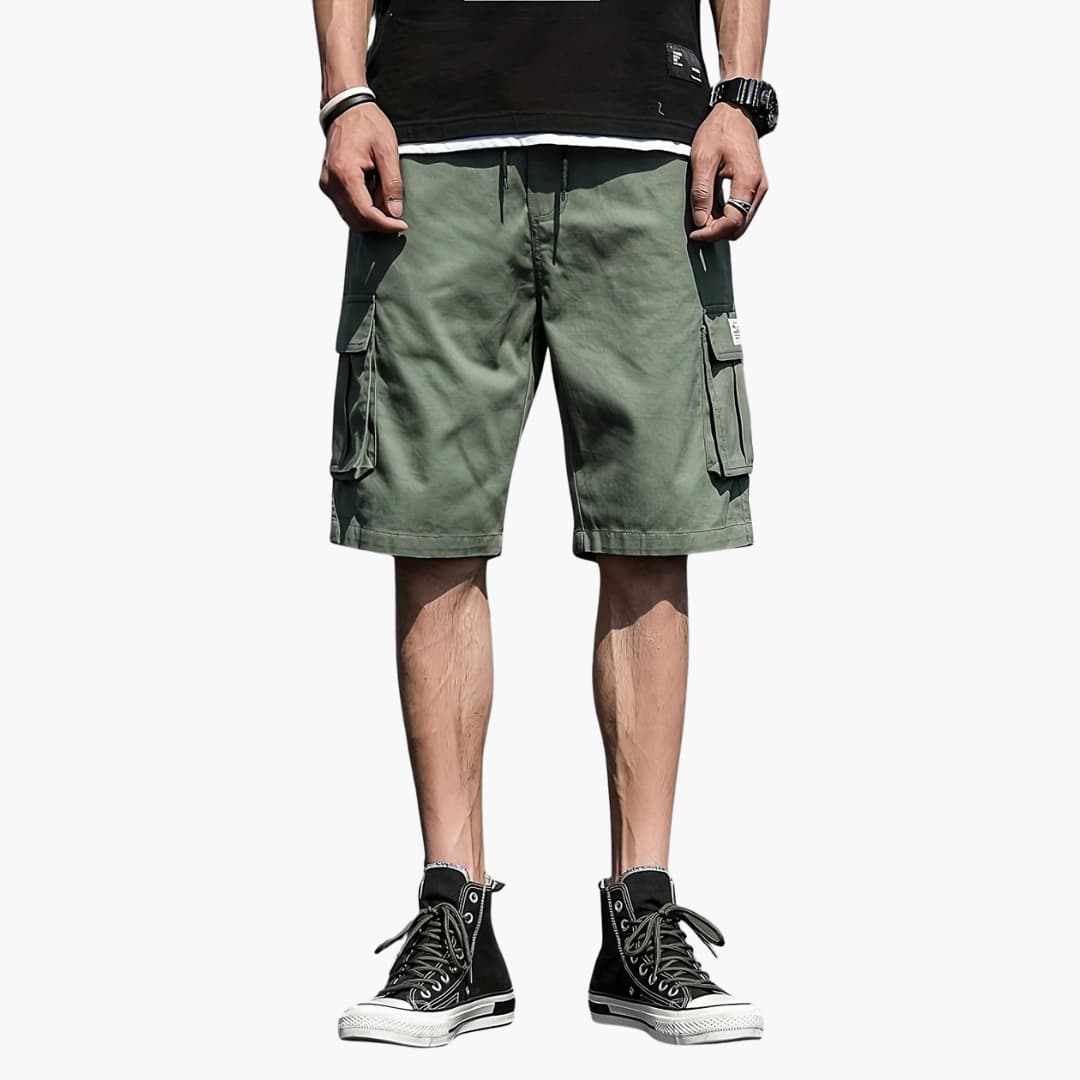 Herren Cargo Shorts mit Kordelzug und Klappentaschen