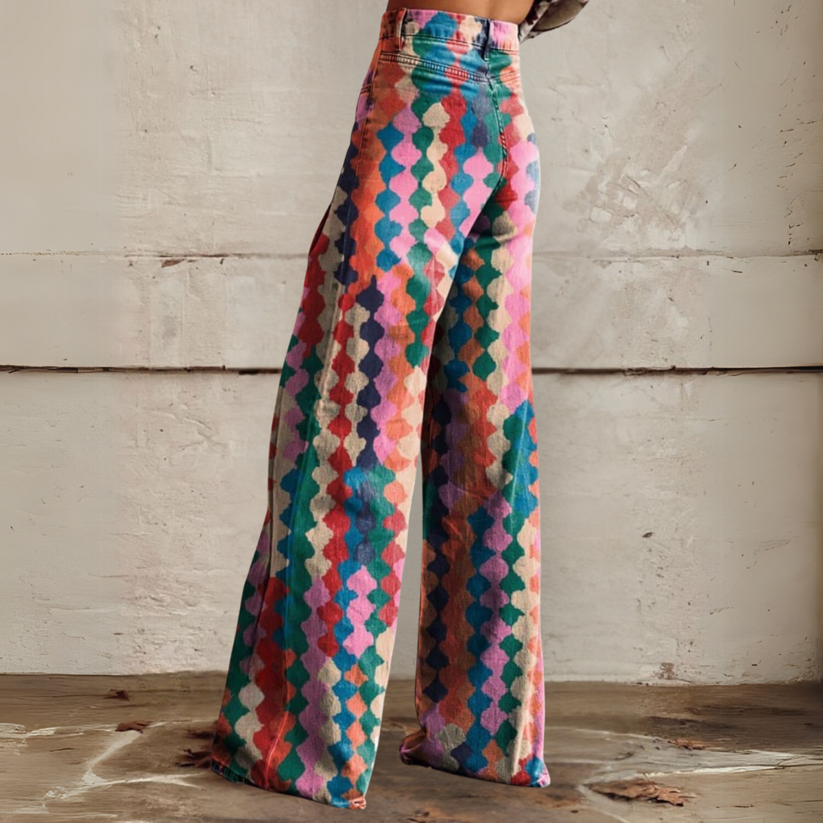 Gemusterte Weitbein-Hose Für Damen