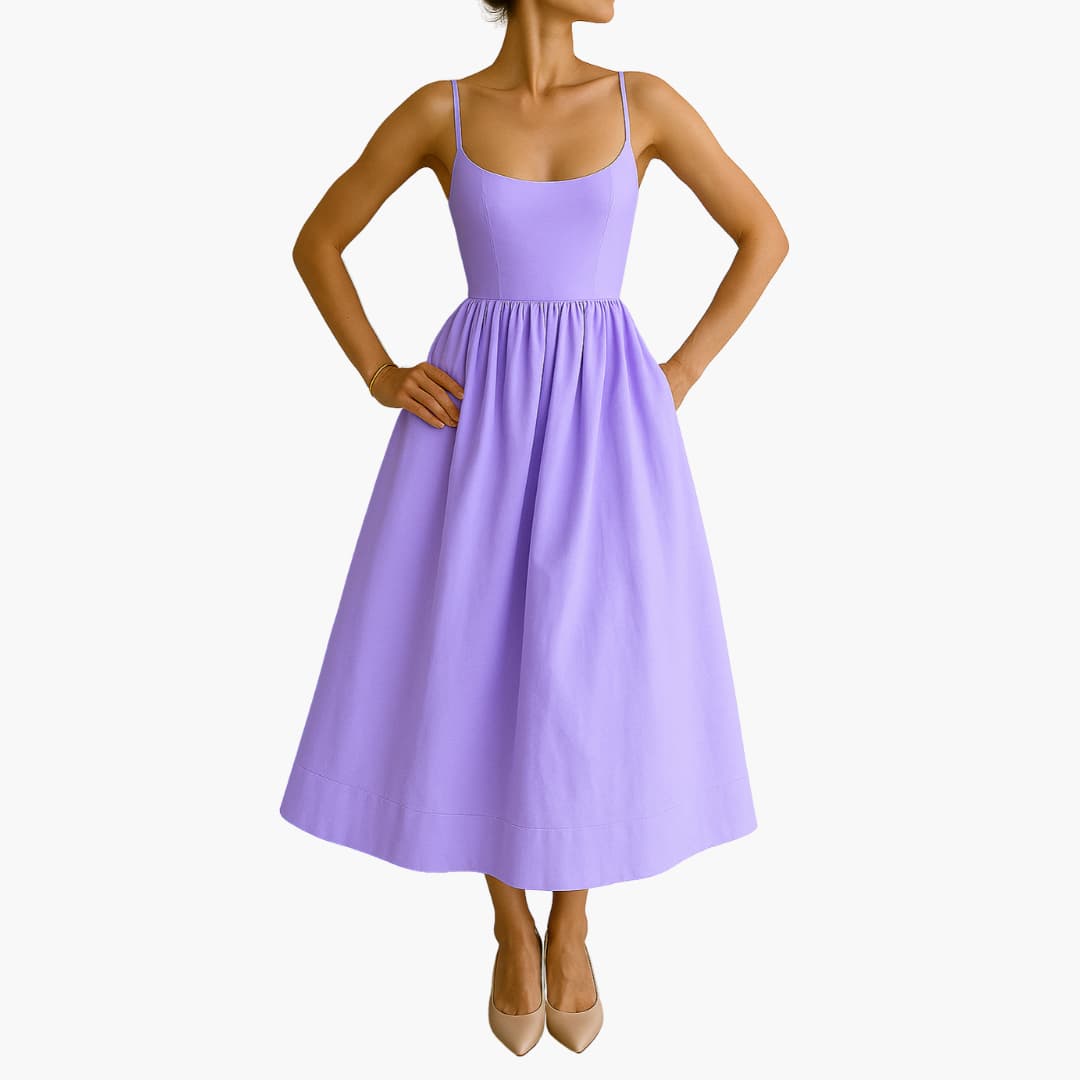 Midikleid Ärmelloses - Sommerkleid für Damen mit Faltenrock
