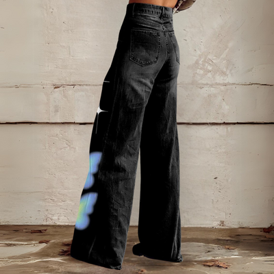 Schlaghose mit Schmetterlings-Print Für Damen