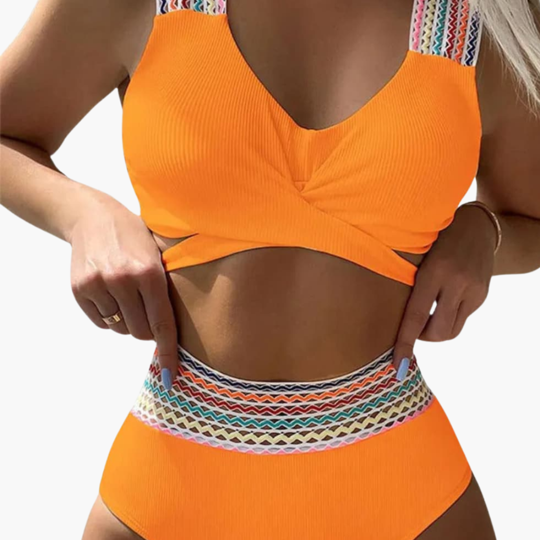 Gerippter High-Waist Bikini - Damen Zweiteiler für den Sommer