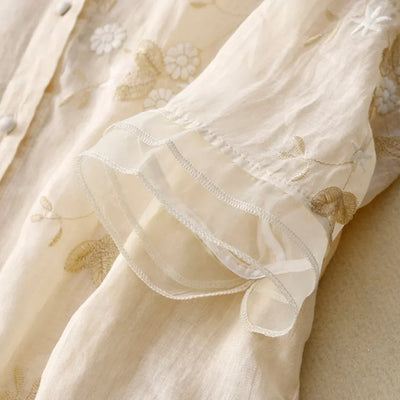 Mayfair™ | Besticktes Baumwoll Top mit eleganten Details