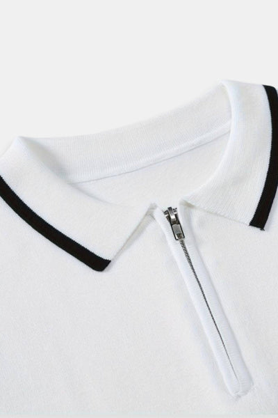 Klassisches Poloshirt mit Reißverschluss und Kontrastdetails
