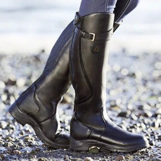 Angelika | Robuste, kniehohe Reitstiefel aus Velourslederoptik für Frauen