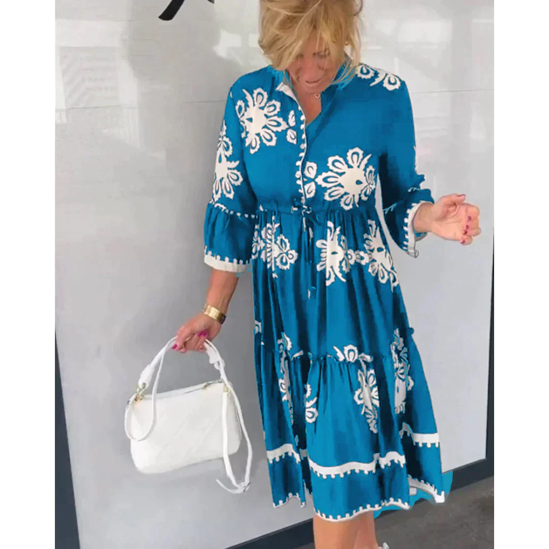 Geblümtes kleid mit 3/4 Ärmeln