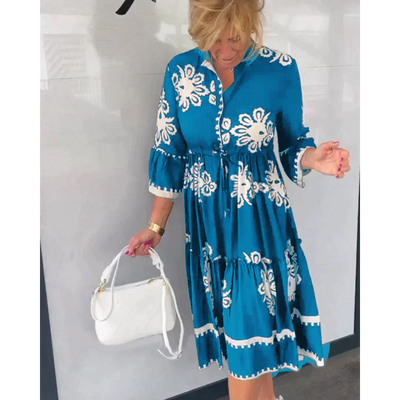 Geblümtes kleid mit 3/4 Ärmeln