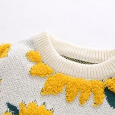 Pullover mit Sonnenblumenmuster für Damen