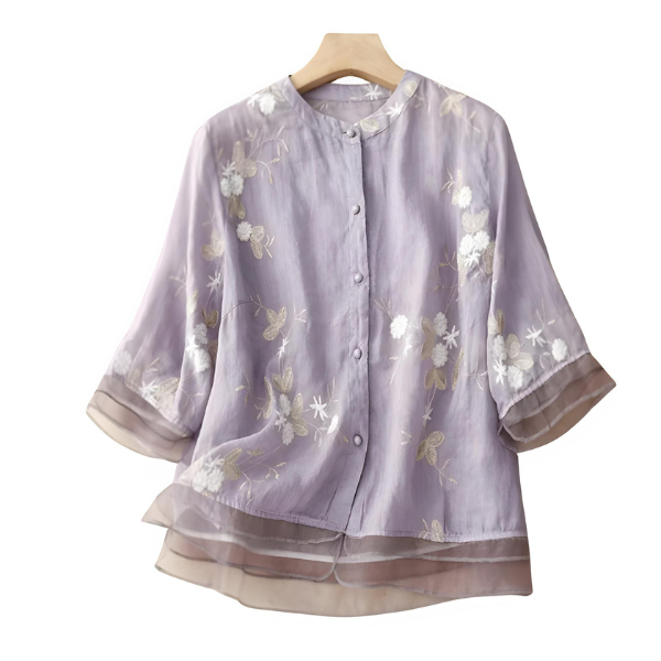 Mayfair™ | Besticktes Baumwoll Top mit eleganten Details