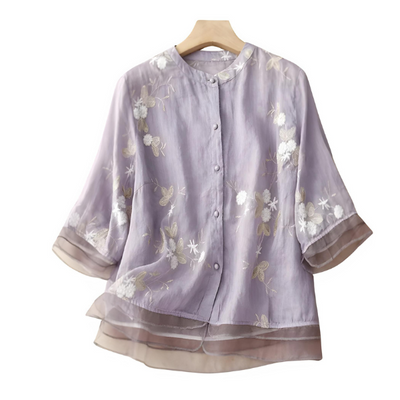 Mayfair™ | Besticktes Baumwoll Top mit eleganten Details