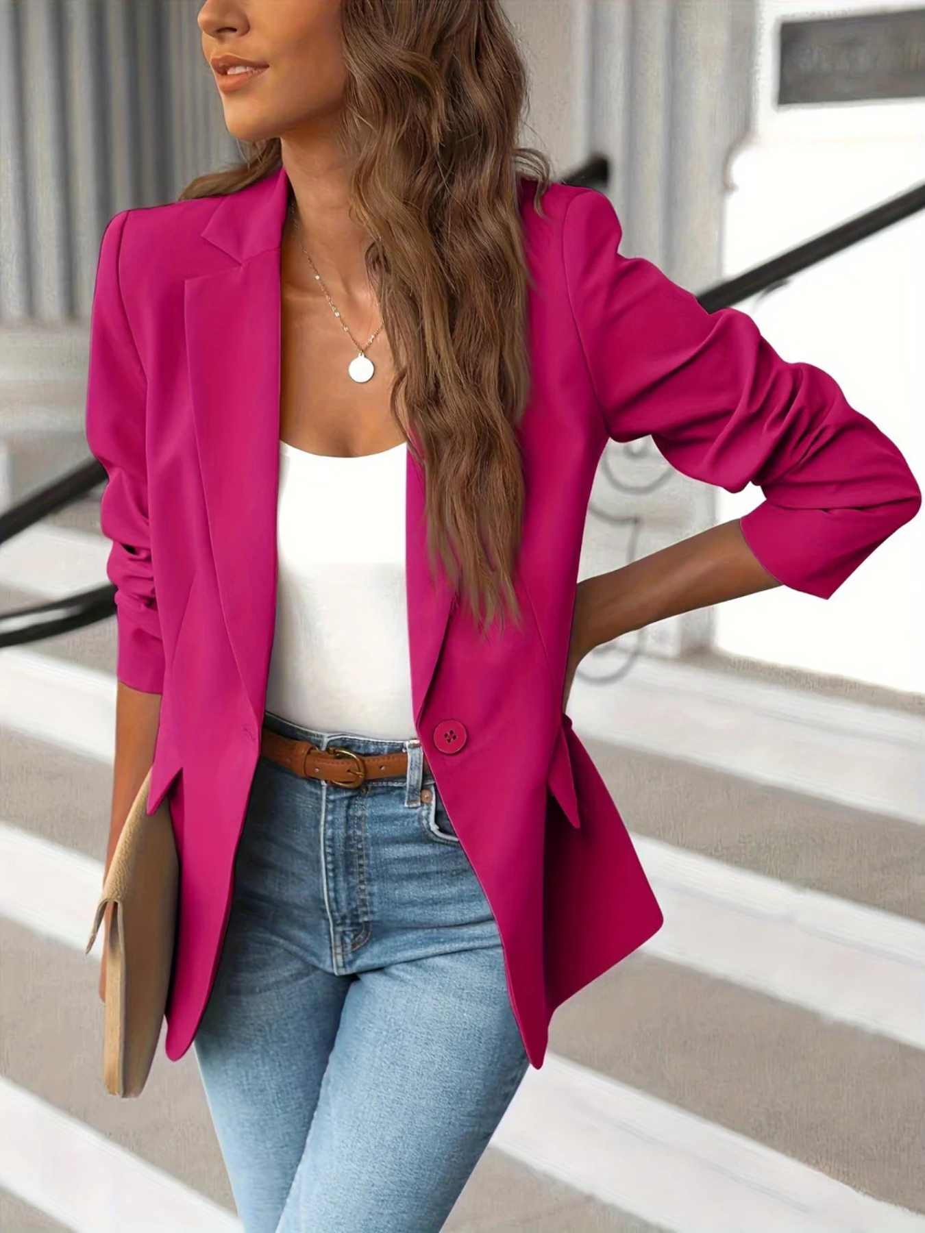 Damen Blazer mit Ein-Knopf-Verschluss