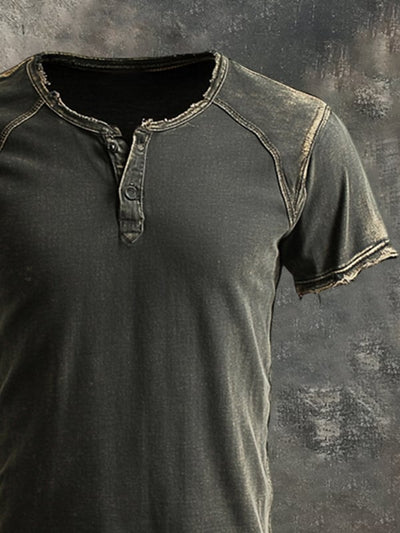 Herren T-Hemd Im Vintage Schau Kurzärmelig Gewaschen Und Im Gebrauchter Schau