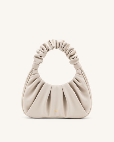 Schultertasche aus veganem Leder in Elfenbein