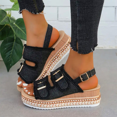 Alia - Lässige Denim Wedges