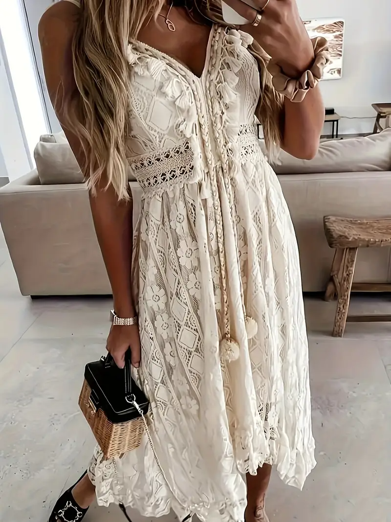 Margot | Lace Boho Midi Dress