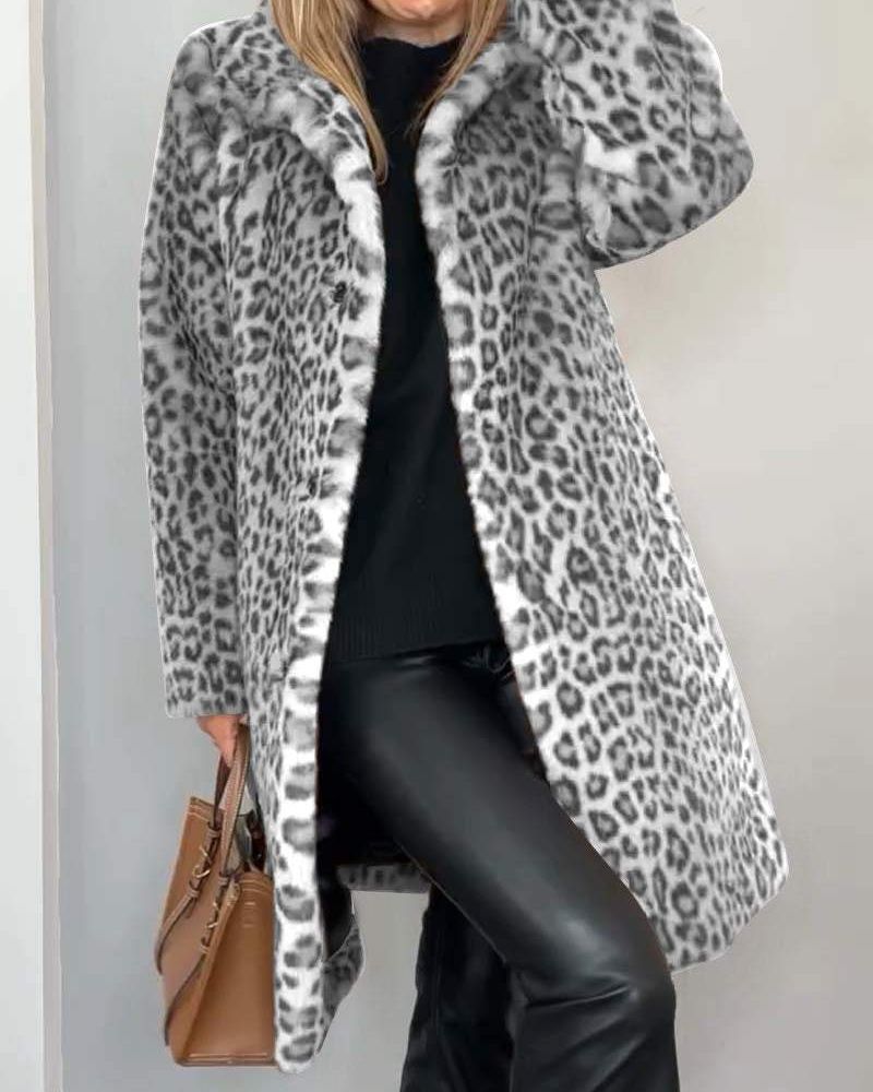 LEIA - Lange weiche Leopardenjacke