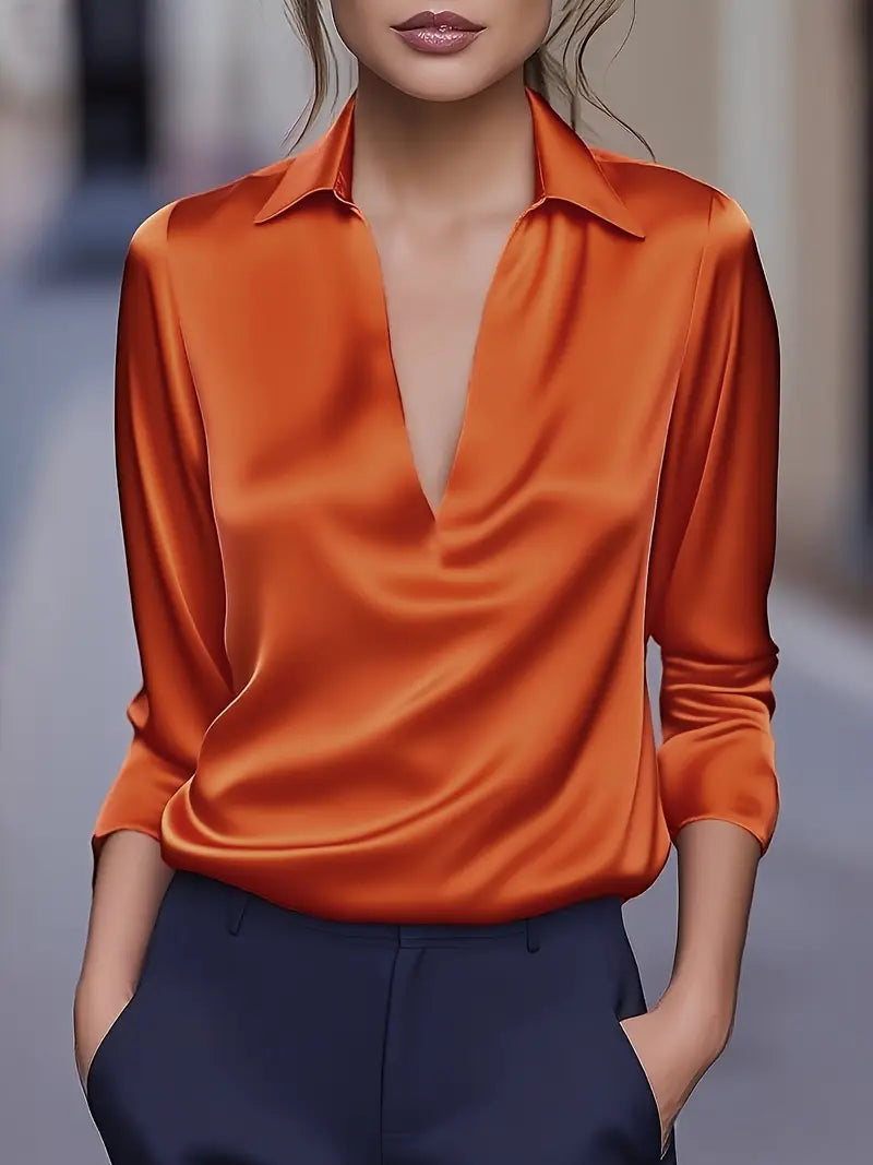 Nadene - Prämie Bluse Mit V-Ausschnitt