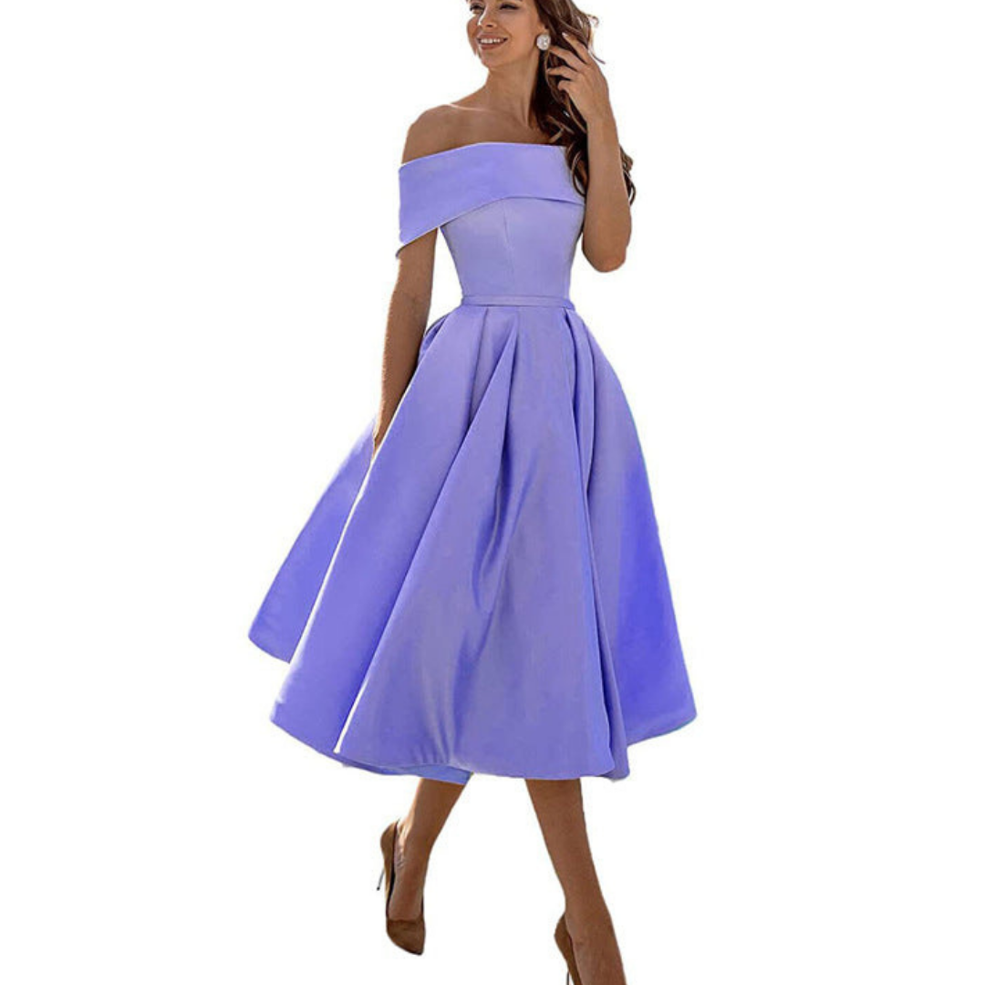 Damen Zeitloses Off-Shoulder Kleid | Midi