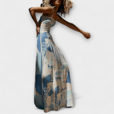 Terazza Ric Rac - Ausgestelltes Maxikleid mit Slip-Design aus Leinen