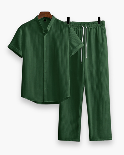 Herren Sommer Zweiteiler mit Kurzarmhemd & Hose | Lässig & Leicht