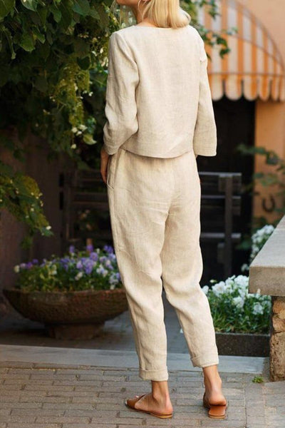 Langärmelige Bluse und Hose Set für Damen