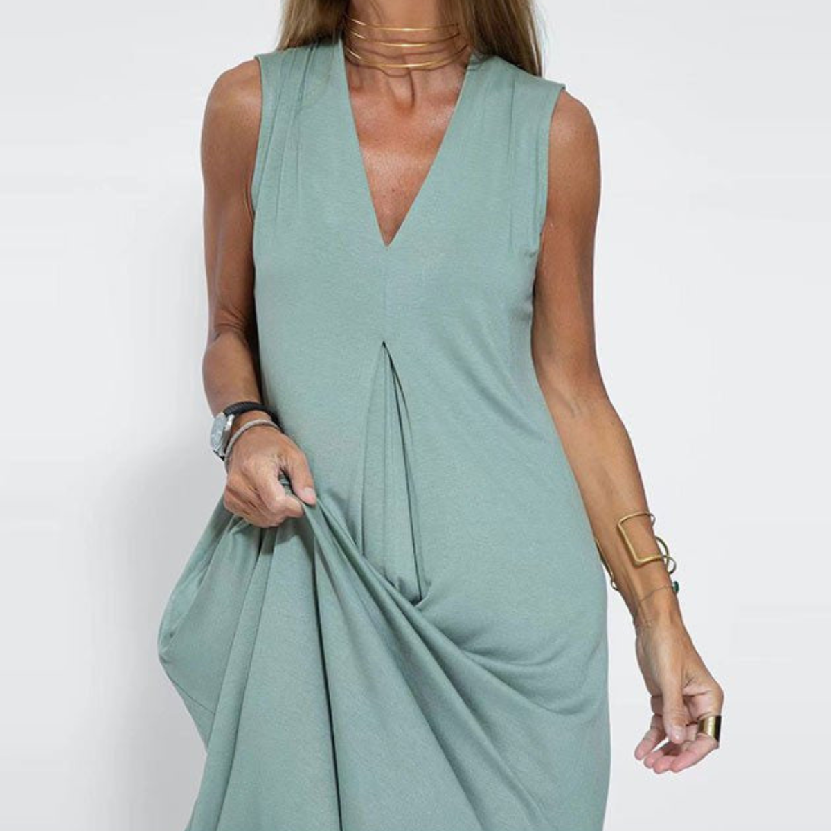 Drapiertes Maxikleid mit Cardigan Für Damen