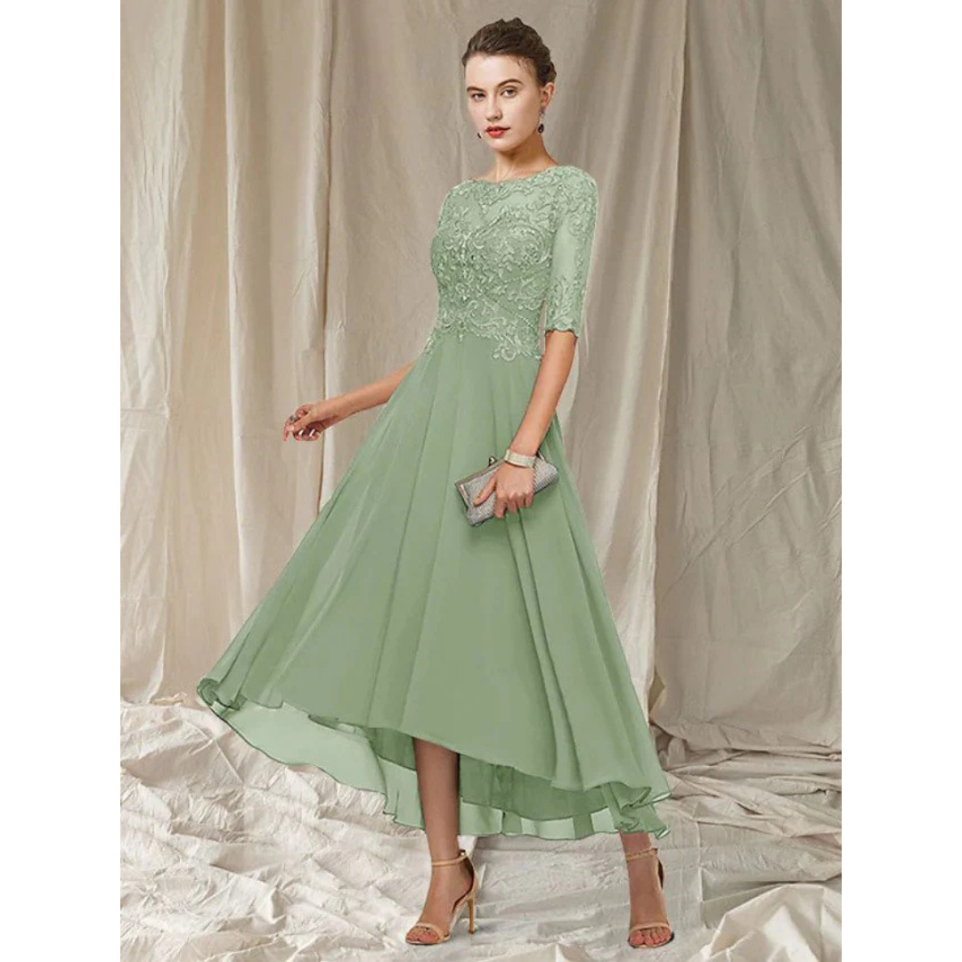 Elegantes Kleid Mit 3/4 Ärmeln Für Damen | Midi