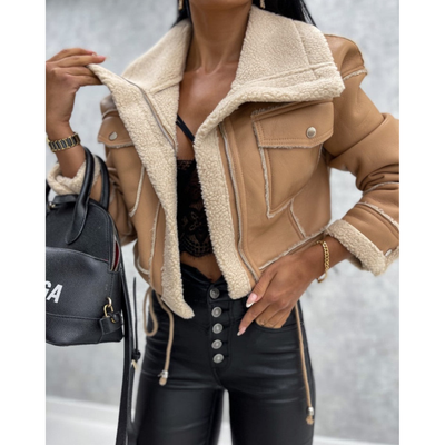 Damen Stylische Winter Cropped Jacke | Warme