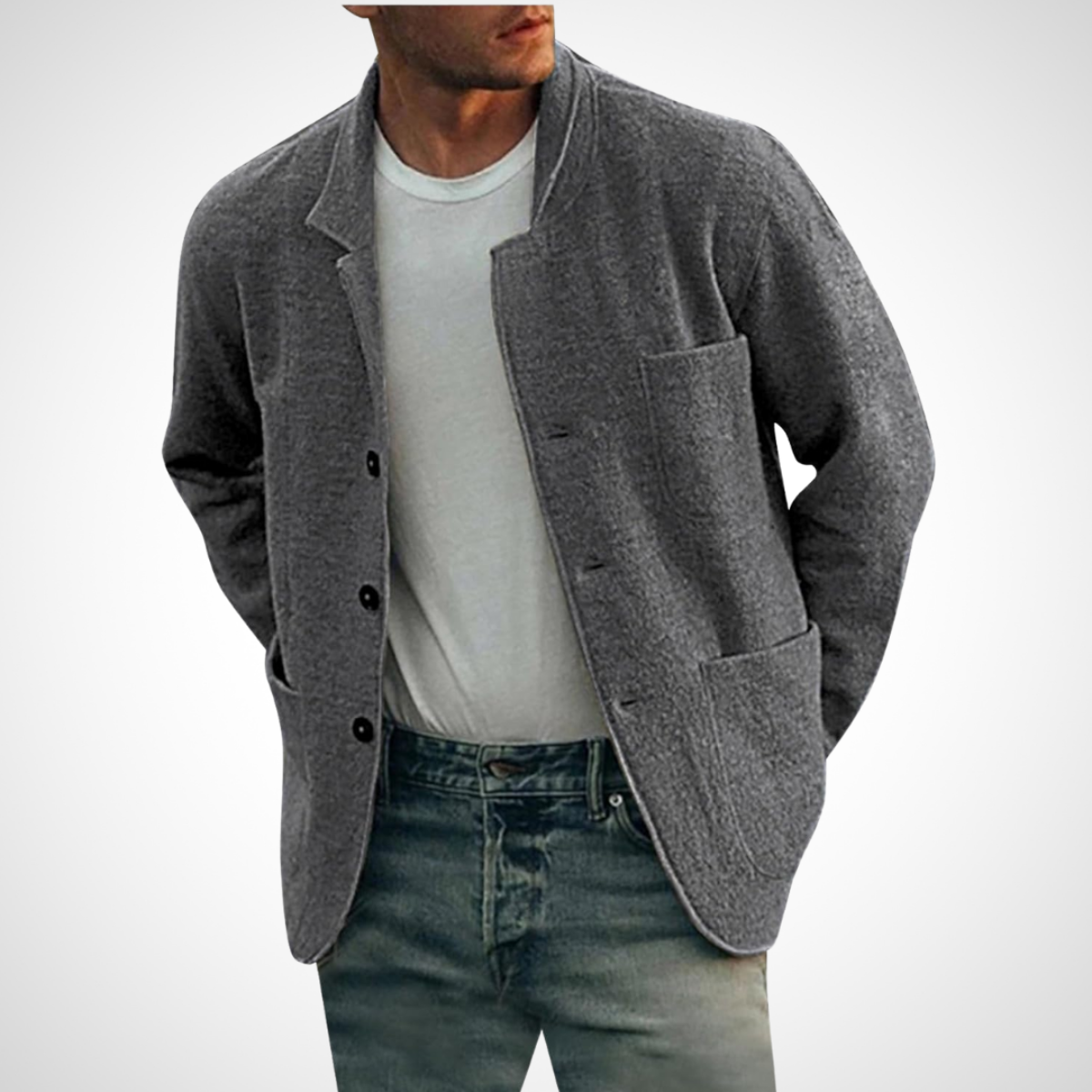 Strukturiertes Button-Front-Jacke für Herren
