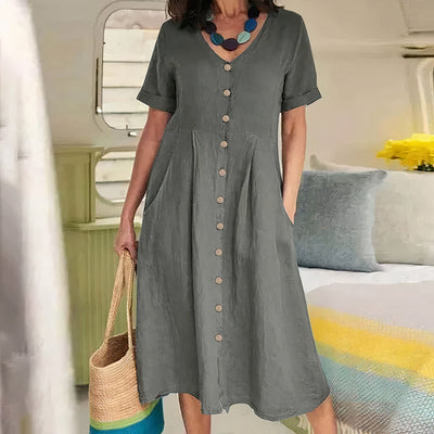 Kleid aus leinen und baumwolle für frauen
