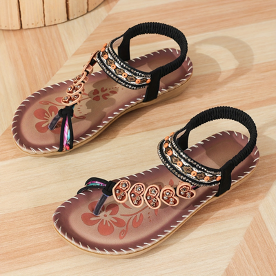 Verzierte Flache Sandalen Für Damen