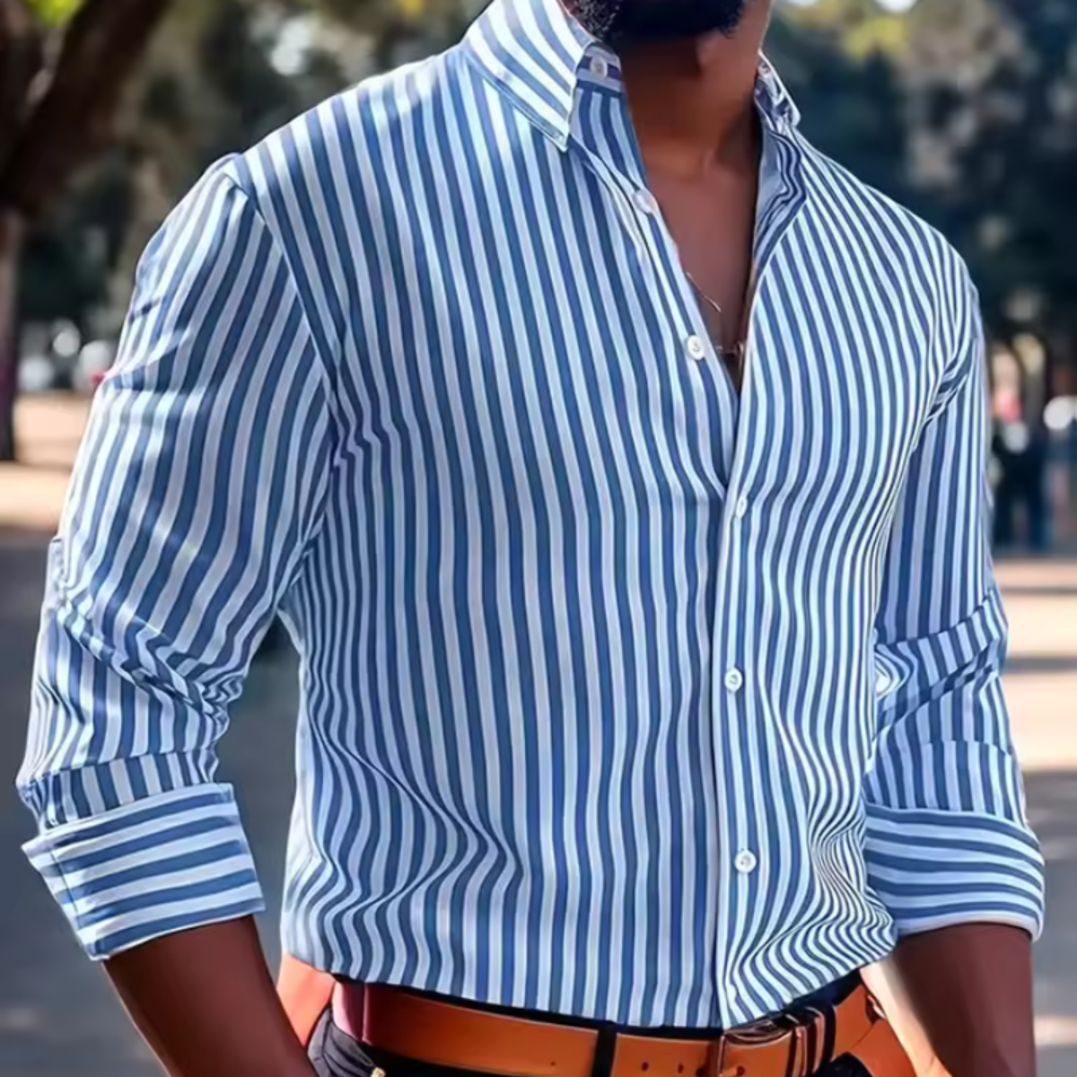 Vertikal Gestreiftes Slim Fit Hemd Für Herren