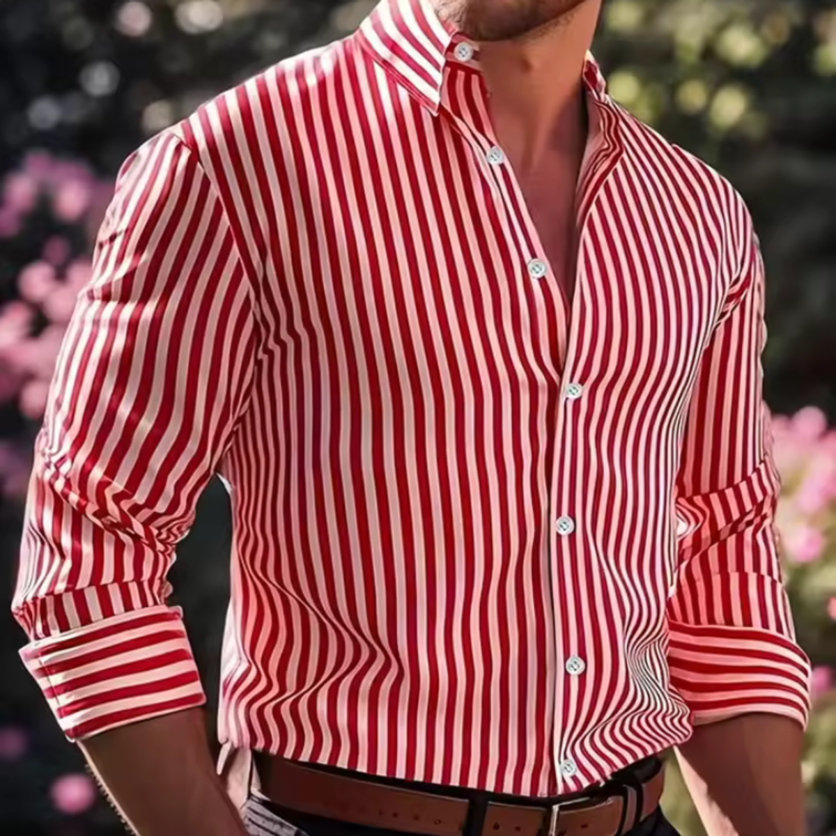 Vertikal Gestreiftes Slim Fit Hemd Für Herren