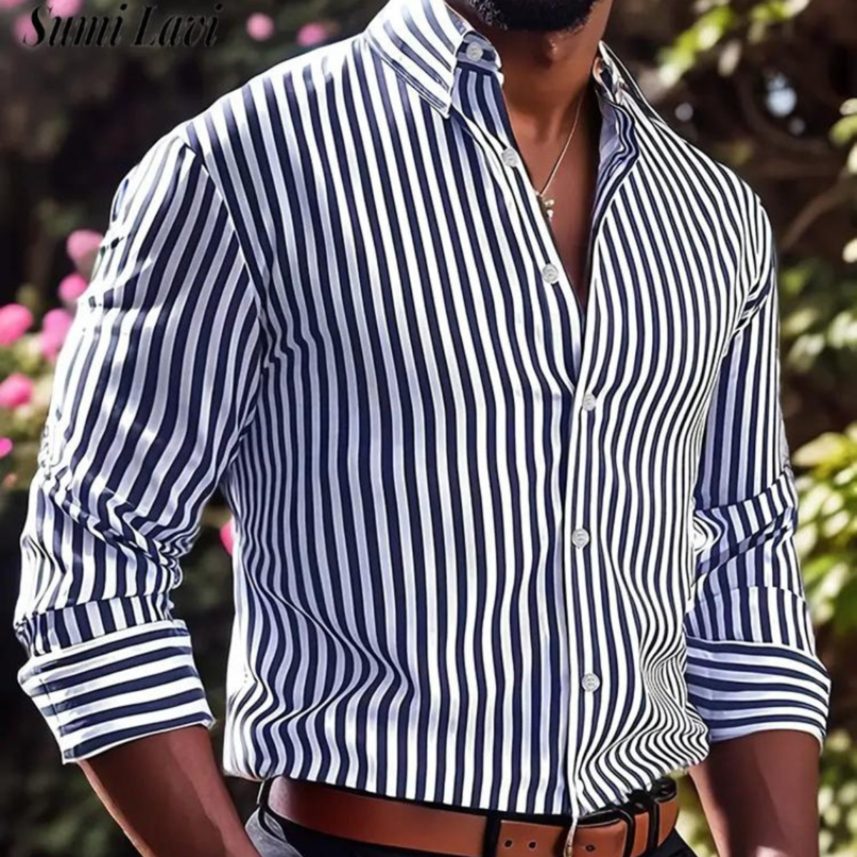 Vertikal Gestreiftes Slim Fit Hemd Für Herren