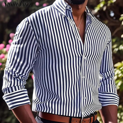 Vertikal Gestreiftes Slim Fit Hemd Für Herren