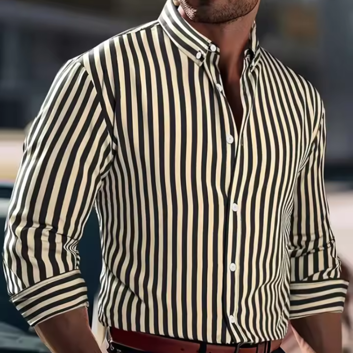 Vertikal Gestreiftes Slim Fit Hemd Für Herren