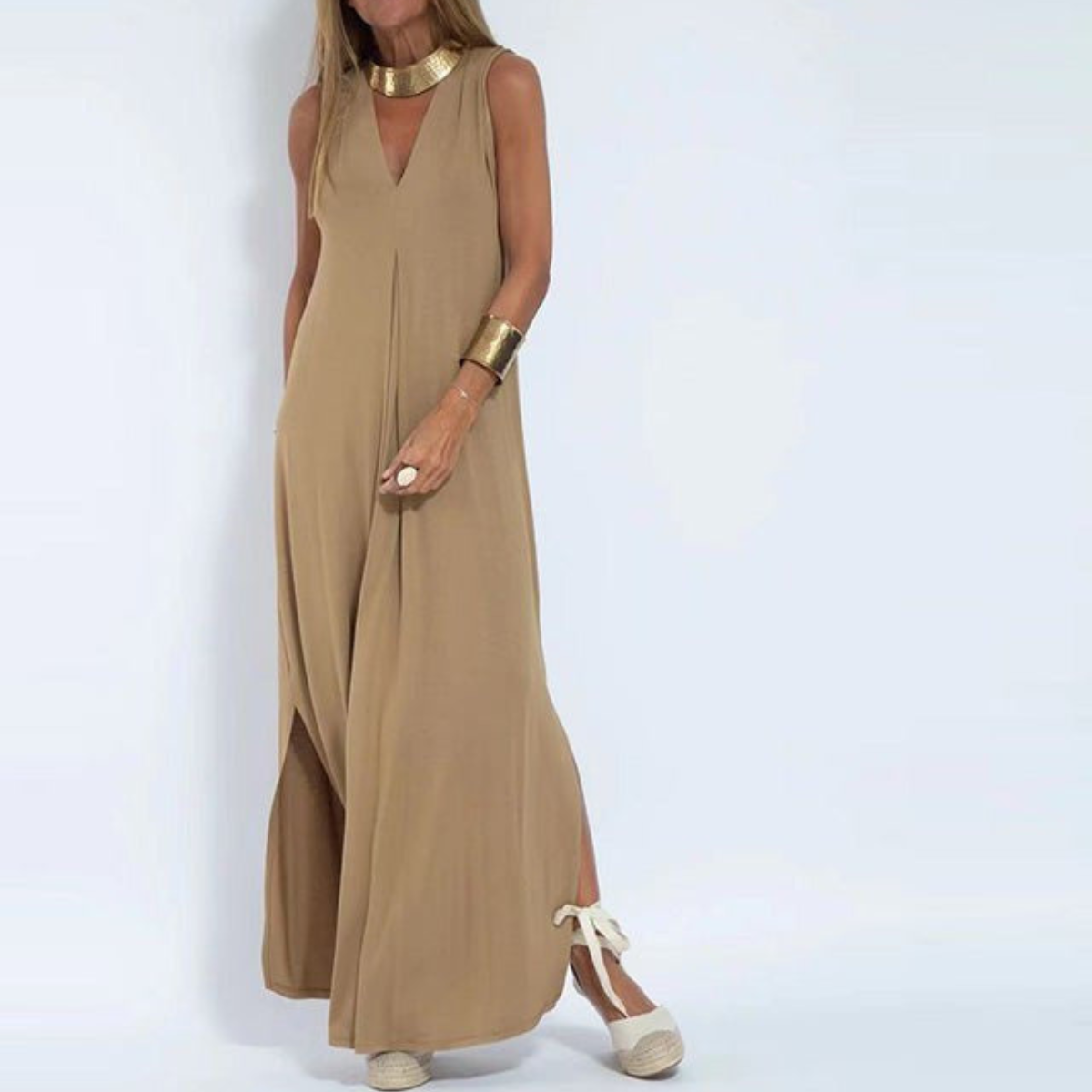 Drapiertes Maxikleid mit Cardigan Für Damen