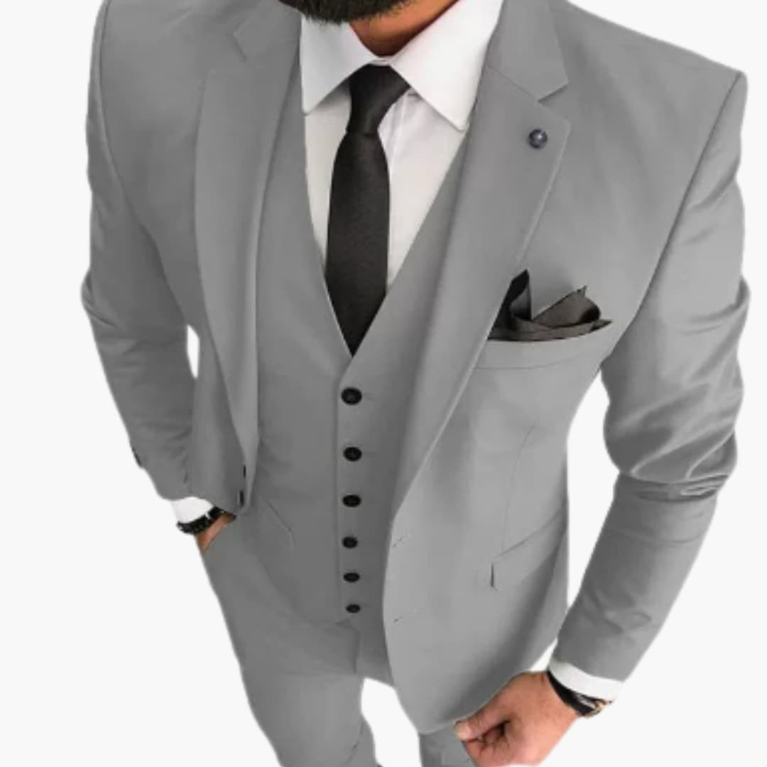 Slim Fit Anzug Set - Herrenanzug 3-teilig für Hochzeit Event