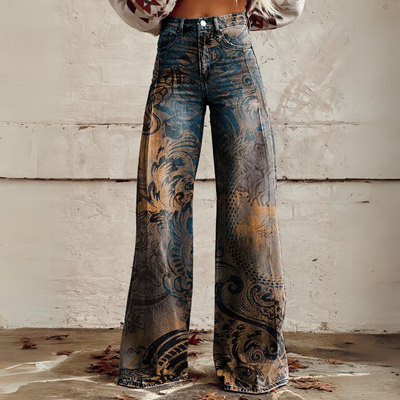 Schlaghose mit Barock-Print Für Damen