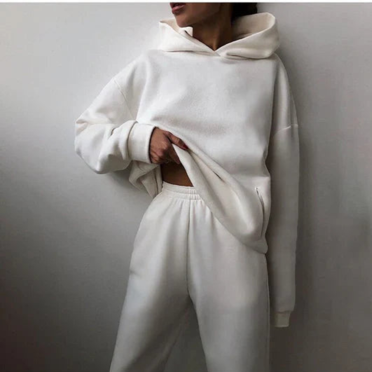 Strukturiertes Hoodie-Set für Damen