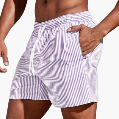 Herren Boardshorts mit Streifen und elastischem Bund