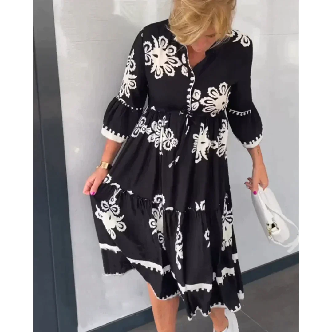 Geblümtes kleid mit 3/4 Ärmeln