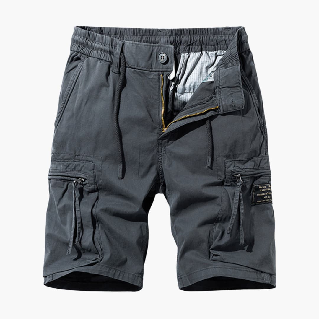 Herren Sommer Cargoshorts mit Reißverschlusstaschen und Kordelzug