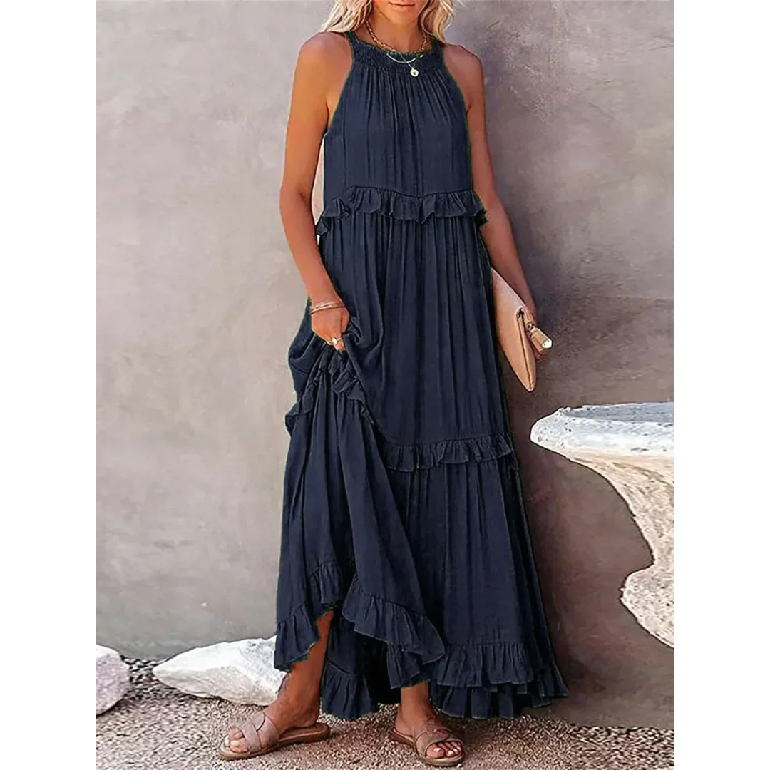 Damen Sommer Maxikleid mit Neckholder | Maxi