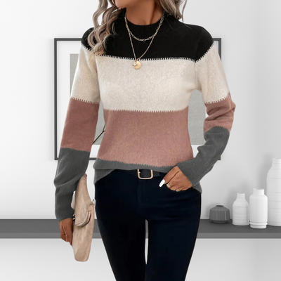 Block-Strickpullover Für Damen