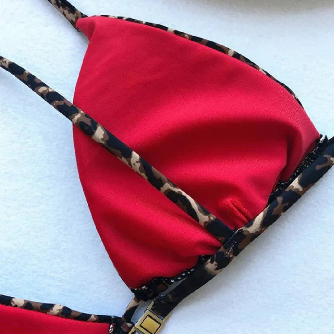 Damen Hoch Geschnittenes Leopard Print Bikini Set | Stylisch