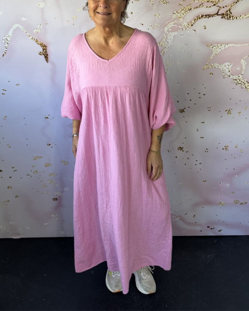 MIRAVO | Luftiges V-Ausschnitt Maxikleid mit Falten